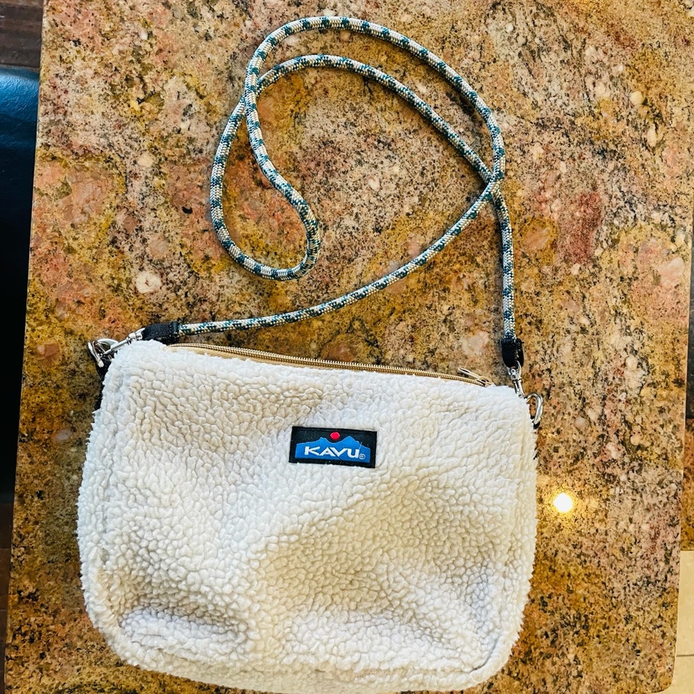 Cream Sherpa Kavu Crossbody Bag